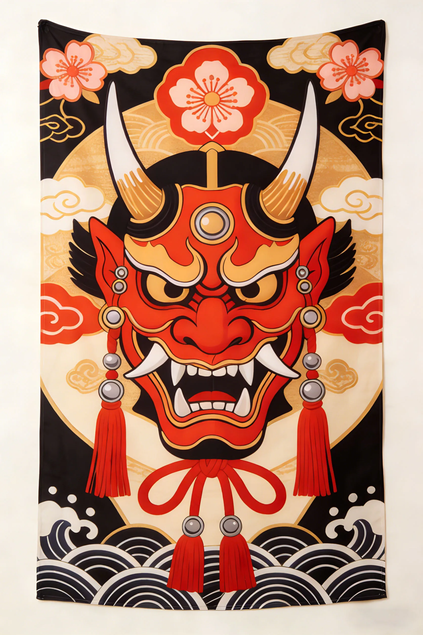 2026 Neue Japanische Oni-Samurai-Masken-Wandteppich Japanische Künstlerische Kreation Schlafzimmer-Wandteppich Ästhetische Wanddekoration