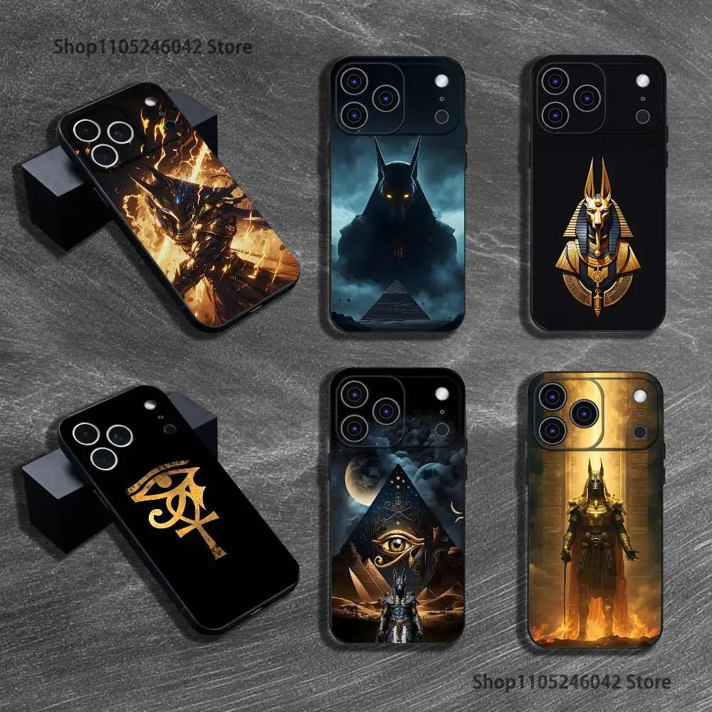 

Anubis Egyptian God Phone Case For iPhone 17,16,15,14,13,12,11,Pro,XS,Max,XR,Plus,E,SE4,Mini Black Soft Cover