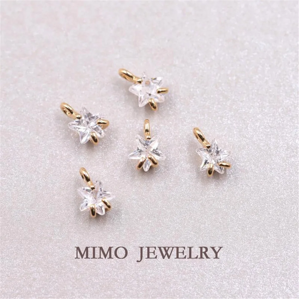 

Copper plated gold mini single star Zircon metal pendant Pendant DIY accessories