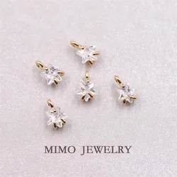 Copper plated gold mini single star Zircon metal pendant Pendant DIY accessories