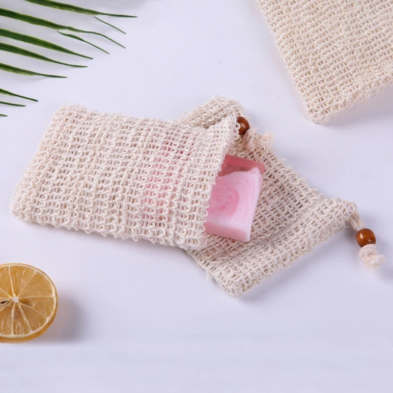 1 PCS Natural Cotton Linen Foaming Soap Bag Saver Net Mesh Massage Exfoliator Bathing Bubble Maker Cleaning Tool