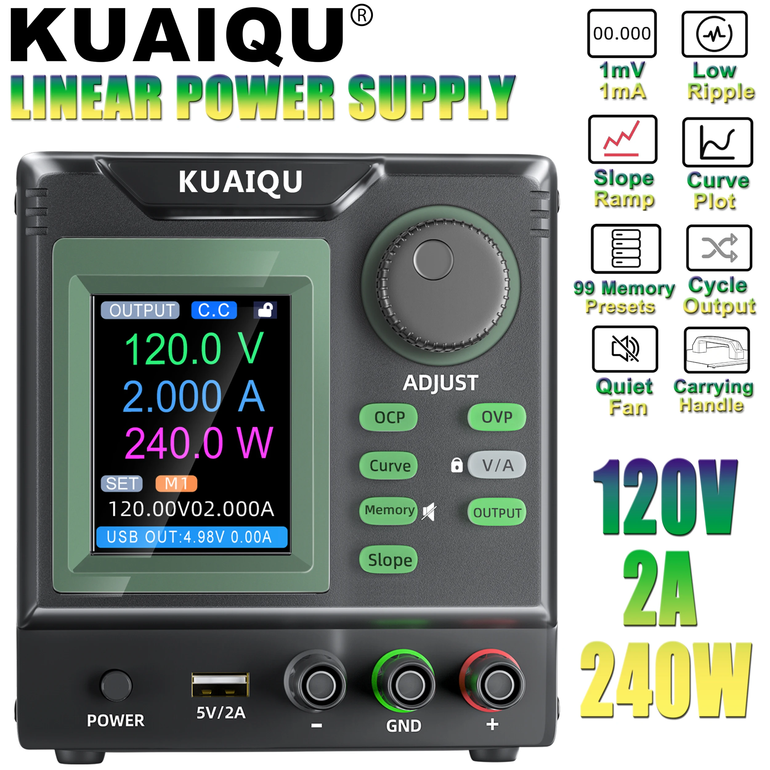 Linear Lab Power Supply Adjustable - KUAIQU Lab Grade instelbare lineaire voeding,