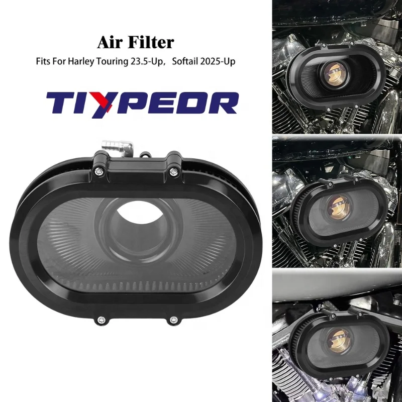 TIYPEOR Clear Cover High Flow 6061 Air Intake Filter 1 Year Warranty Road/Street Glide CVO121 M8 117 2023-2025