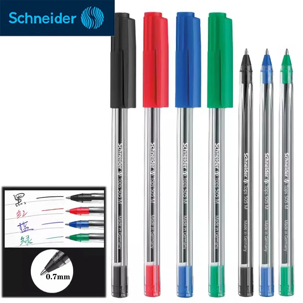 Bolígrafos alemanes Schneider, bolígrafo de Gel de gran capacidad de 505M, escritura de oficina, suministros de papelería de 0,7mm, 10 Uds.
