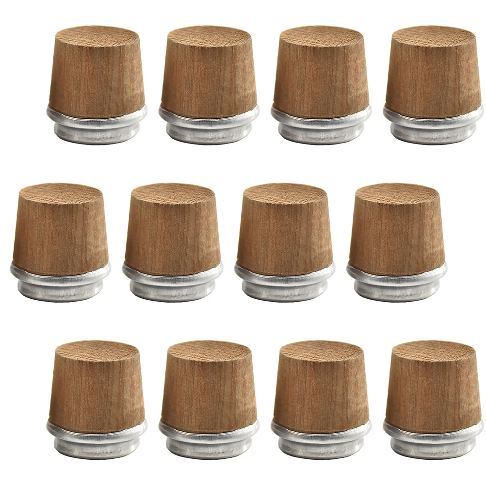 

12 Pcs Wooden Cork Bottle Stopper Plug Aluminum Vacuum Stoppers for Water Bottle Replacement Safe Hygienic Anti Aging