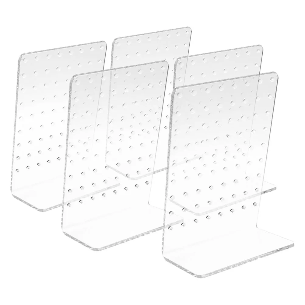 

5Pcs Acrylic Earring Display Stand Clear L-Shaped Organizer for 72 Studs Earrings Storage Jewelry Holder Rack for Vanity Retail