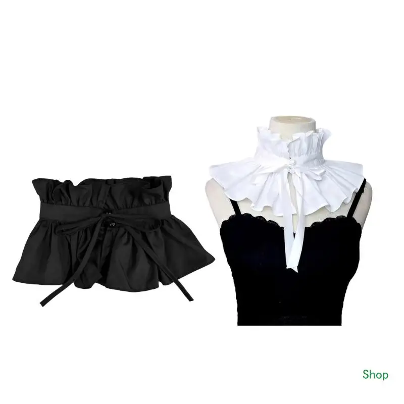 

Dropship Victorian Collar Ruffled Collar Sweet Lapel Collar for Shirt Blouse Decorative Spread False Collar