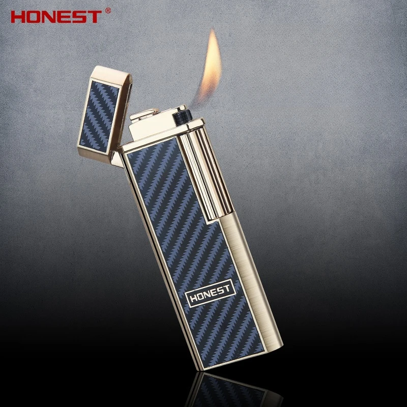 Honest Metal Inflatable Gas Lighter Vintage Grinding Wheel Cigarette Lighter Outdoor Portable Windproof Business Fashion Gift