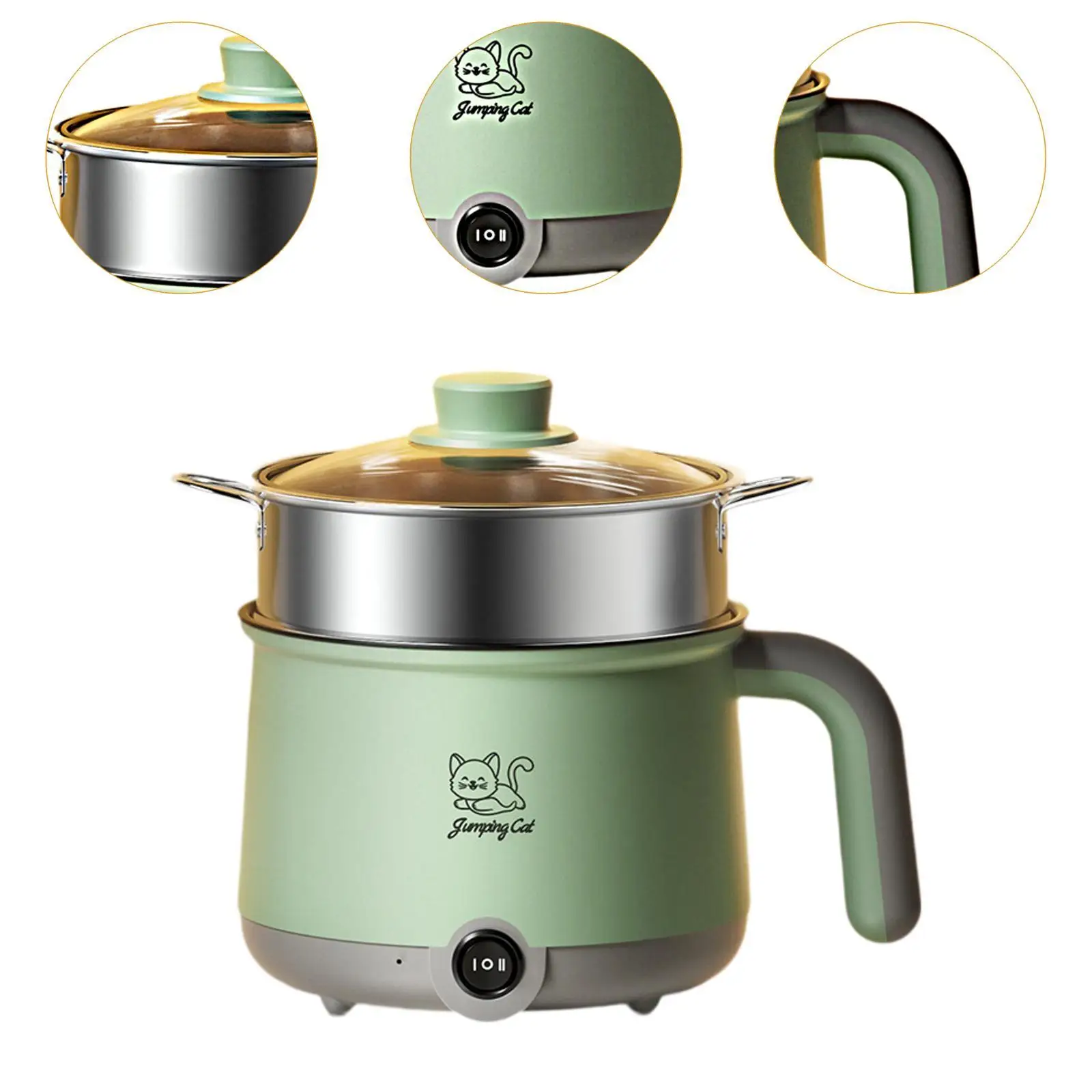 وعاء ساخن كهربائي مع باخرة منزلية متعددة الوظائف المعكرونة وعاء صغير إناء/ قدر غير لاصق لشريحة لحم المعكرونة زلابية البيض المعكرونة