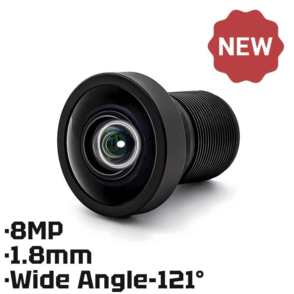 

HD 8MP M12 Mount Lens 1.8mm No Distortion 121° Wide Angle Aperture F2.8 Format 1/2.6" With 650nm Filter For CCTV Security Camera