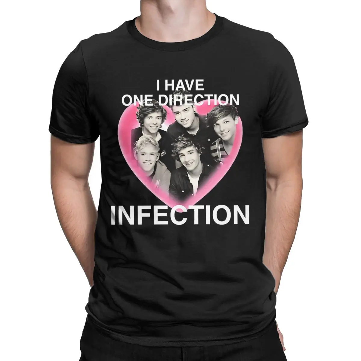 Men T-Shirt 1D One Infection Directions Creative 100% Cotton Tee Shirt Short Sleeve Music Pop Band T Shirts O Neck Tops Adult