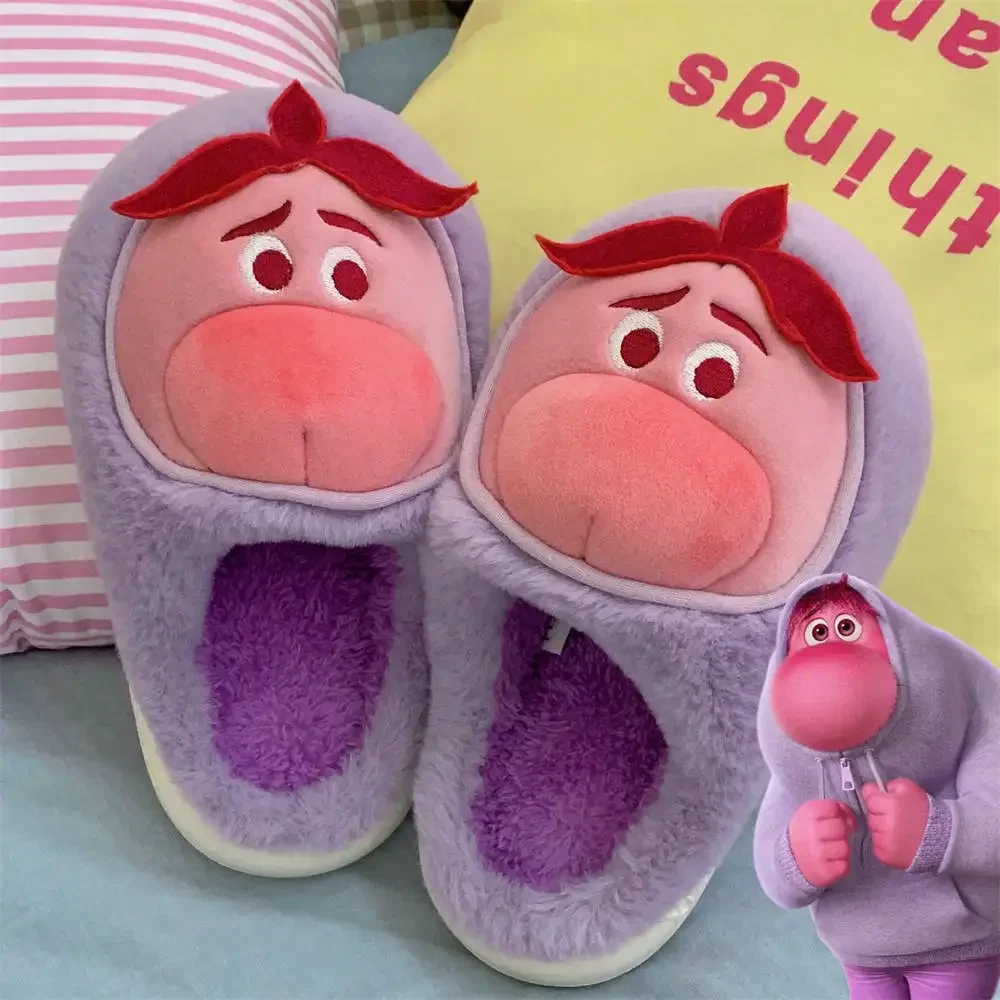 Inside Out 2 Plush Cotton Slippers Women Anime Sadness Embarrassment Cotton-padded Shoes Winter Warm Home Babouche Adult Gift