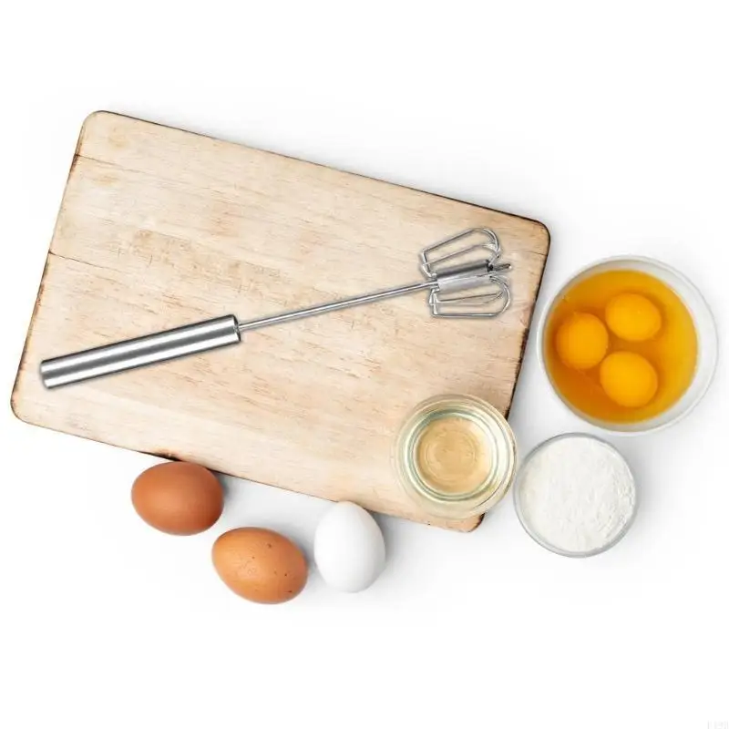F19B Semi Automatic Eggs Beater Stainless Steels Eggs Beater Hand Push Whisks Blenders Turning Easy Whisks Milk Frother