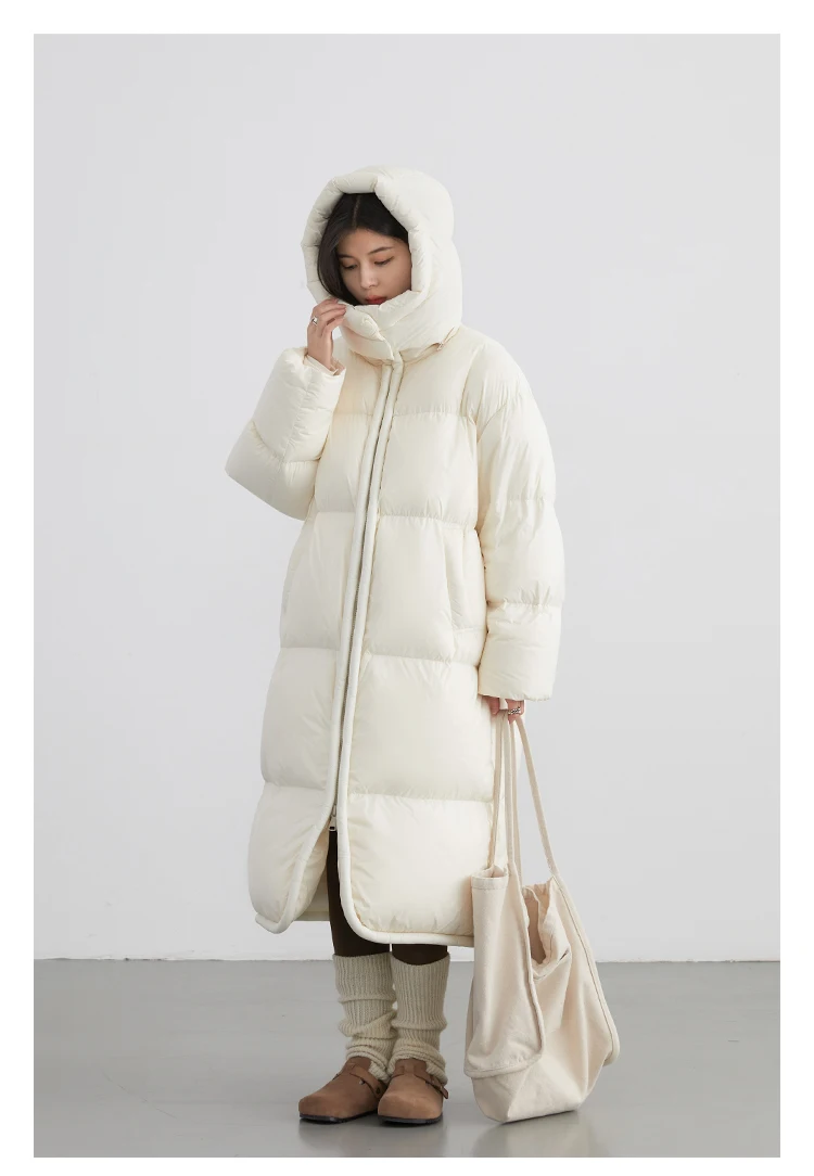 CHIC VEN Women Long Down Coats Hooked Loose New Solid Woman Down Jacket Thick Soft Warm Female Overcoat Autumn Winter 2025