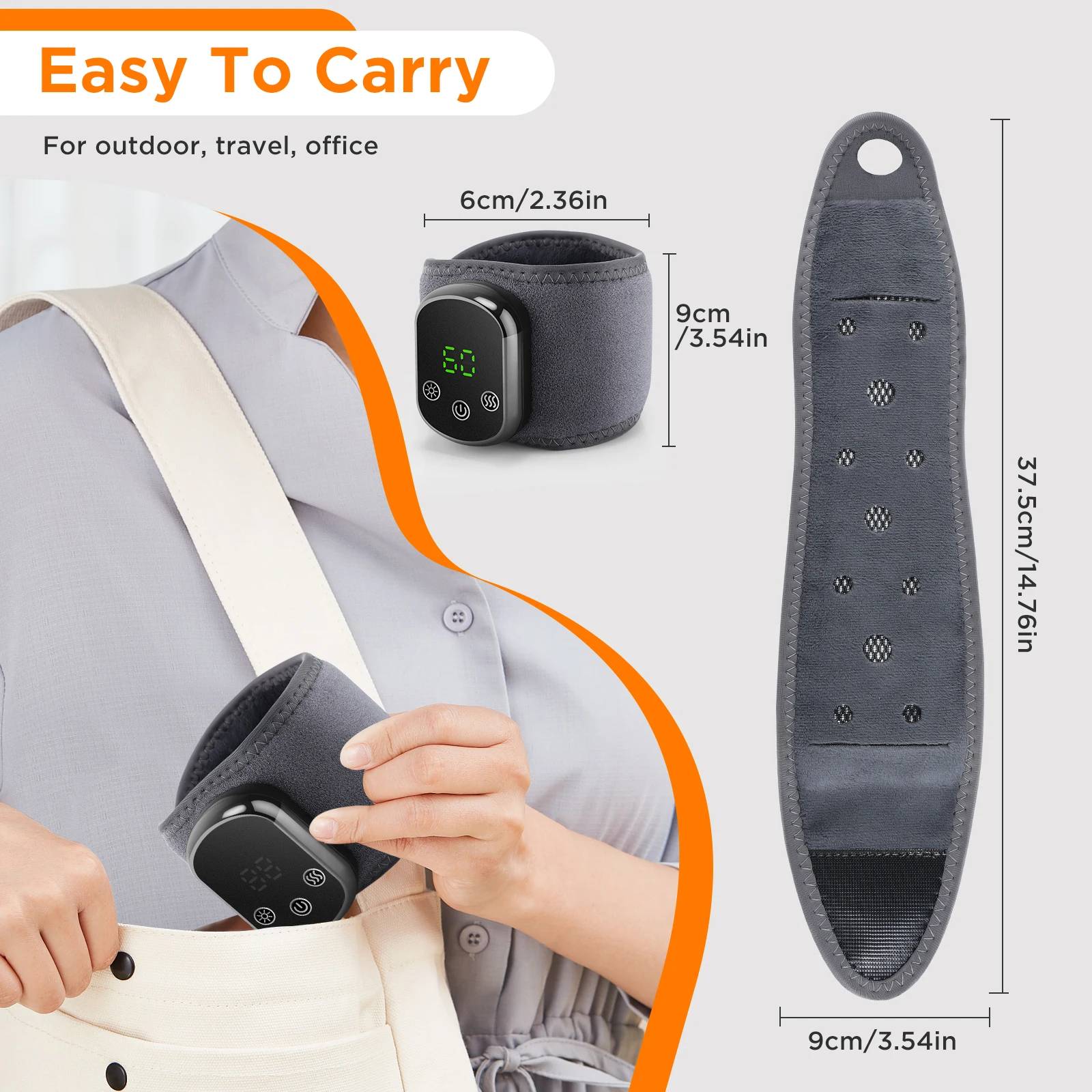 2 IN 1 Heating & Wrist Guard Vibration Massage Three-speed Temperature Adjustment USB Plug Cold Hot Protect Heating Wristband