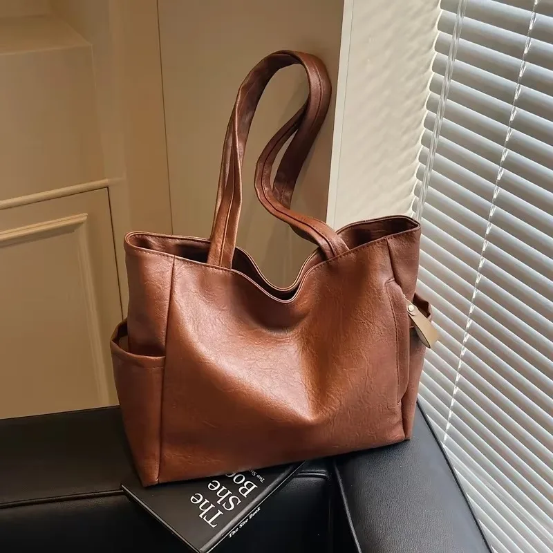 

Большая вместительная швейная нить, сумки на плечо из искусственной кожи, женские сумки на молнии, однотонные, хит продаж 2025, модные сумки-тоут высокого качества