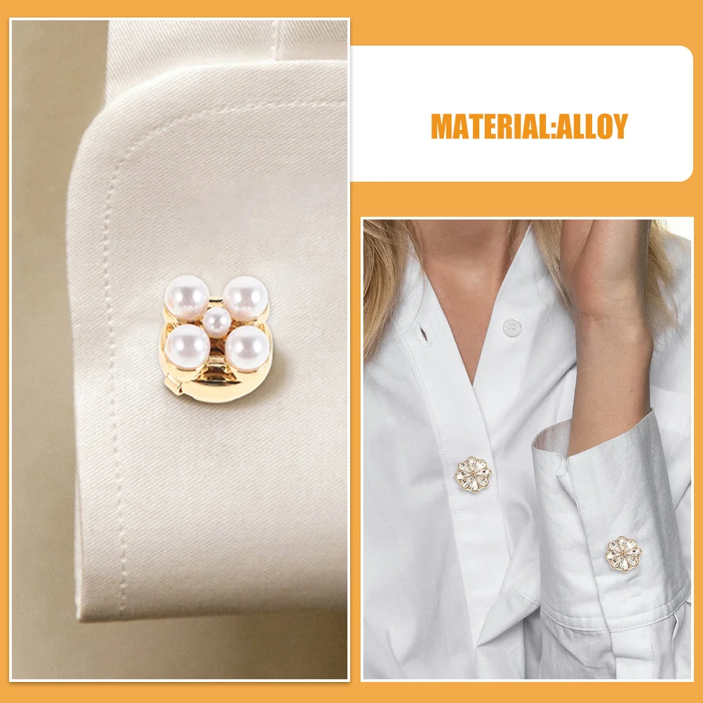 4Pcs Crystal Rhinestone Flower Cufflinks Elegant Jewelry for Shirts Dresses DIY Clothing Accessories Shirt Button Covers