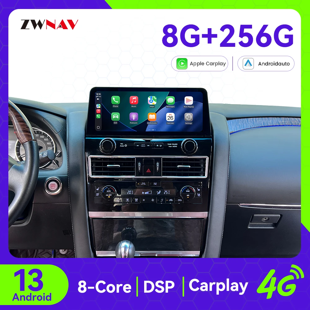 

12.3" Touch Screen Carplay Car Radio For Nissan Patrol Y62 2012-2019 Android 15 GPS Navigation Car Multimedia Player Head Unit