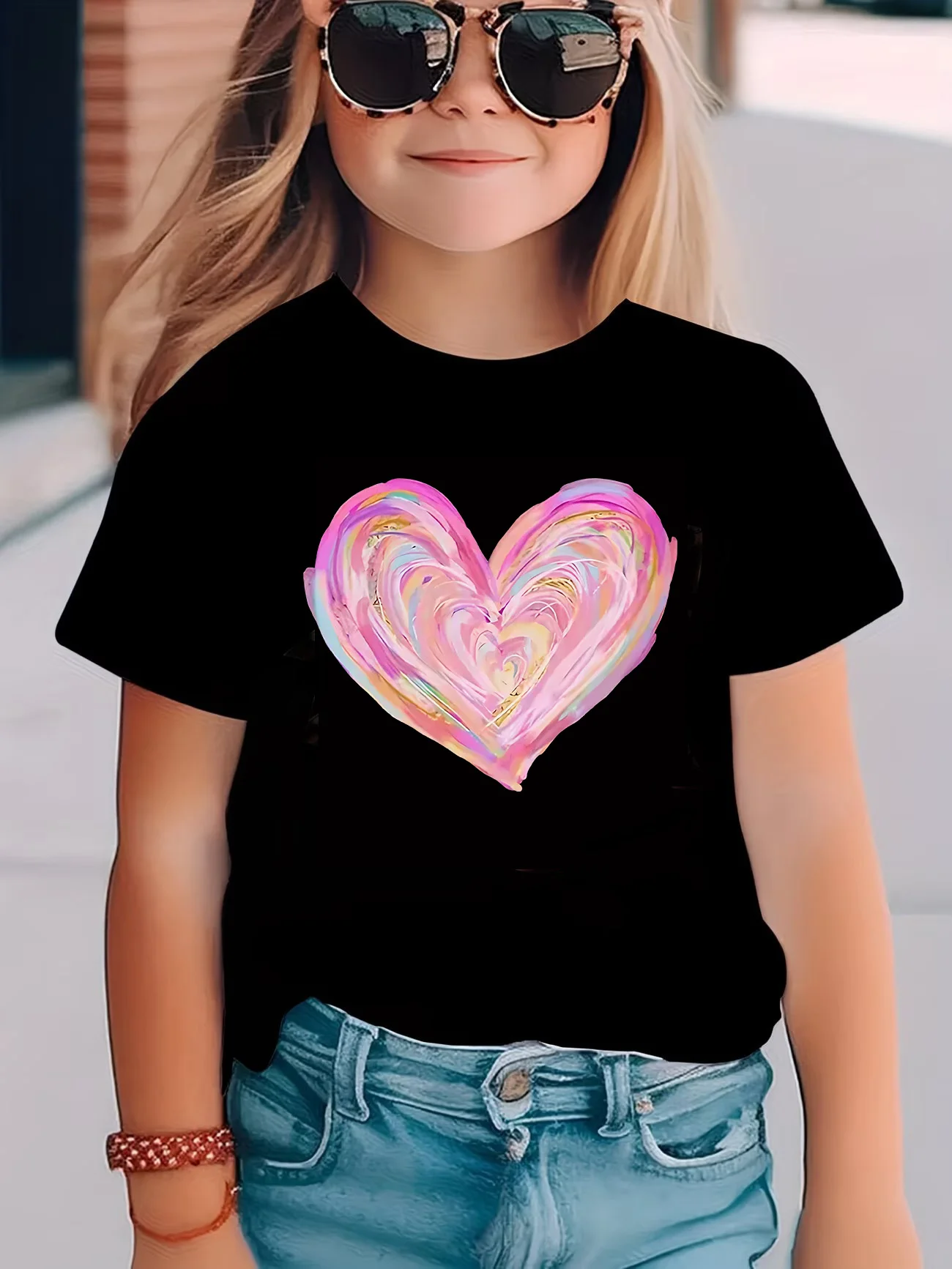 Artistic Love Heart Colorful Design Funny T Shirts Printed K