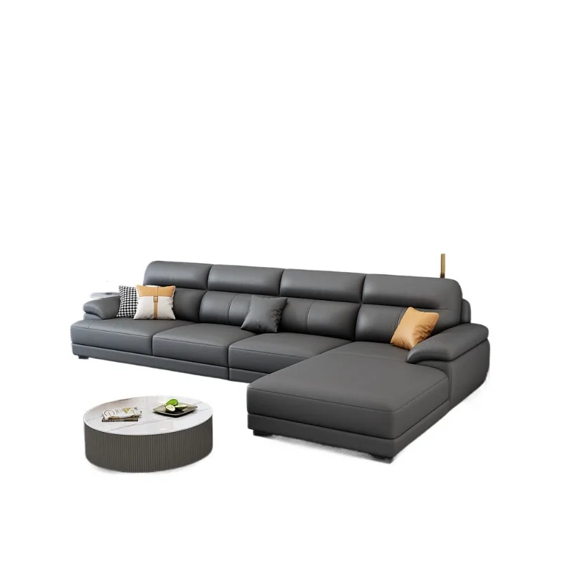 

Nordic leather sofa first layer cowhide modern simple princess sofa living room