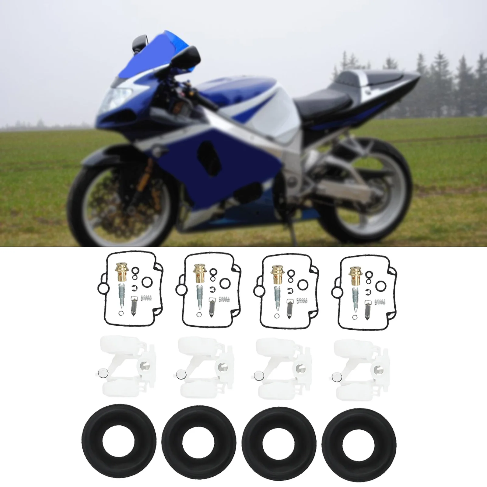 

Запчасти для мотоциклов, поплавковая диафрагма карбюратора, детали для мотоциклов, 100% новый латунный пластик, качественная резина, 4 комплекта