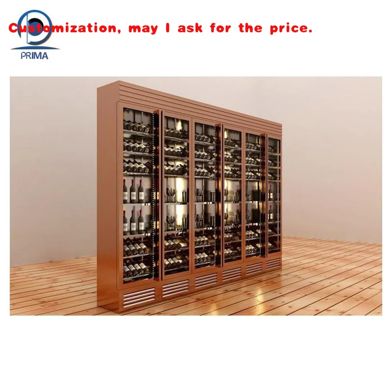 custom.Modern Constant Temperature Cooler Stainless Steel Red Wine Cellar Storage Display Glass Whiskey Wine bar Cabinet