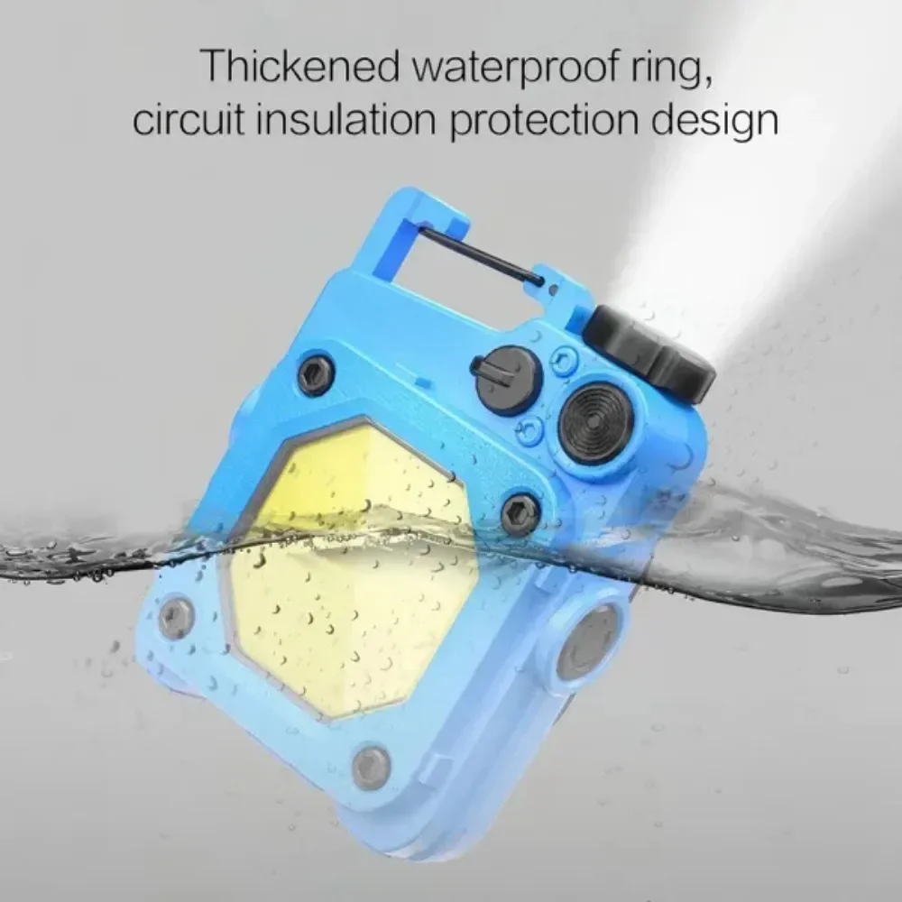 Rechargeable COB Pocket Flashlight Hands-Free Keychain Ultra Bright LED Work Light 6 Modes Type C Fast Charging