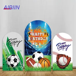 Happy Birthday Arch Backdrop Cover Football Basketball Baseball Rugby Soccer Sports Star Boy 1st Birthday Party Decor Background