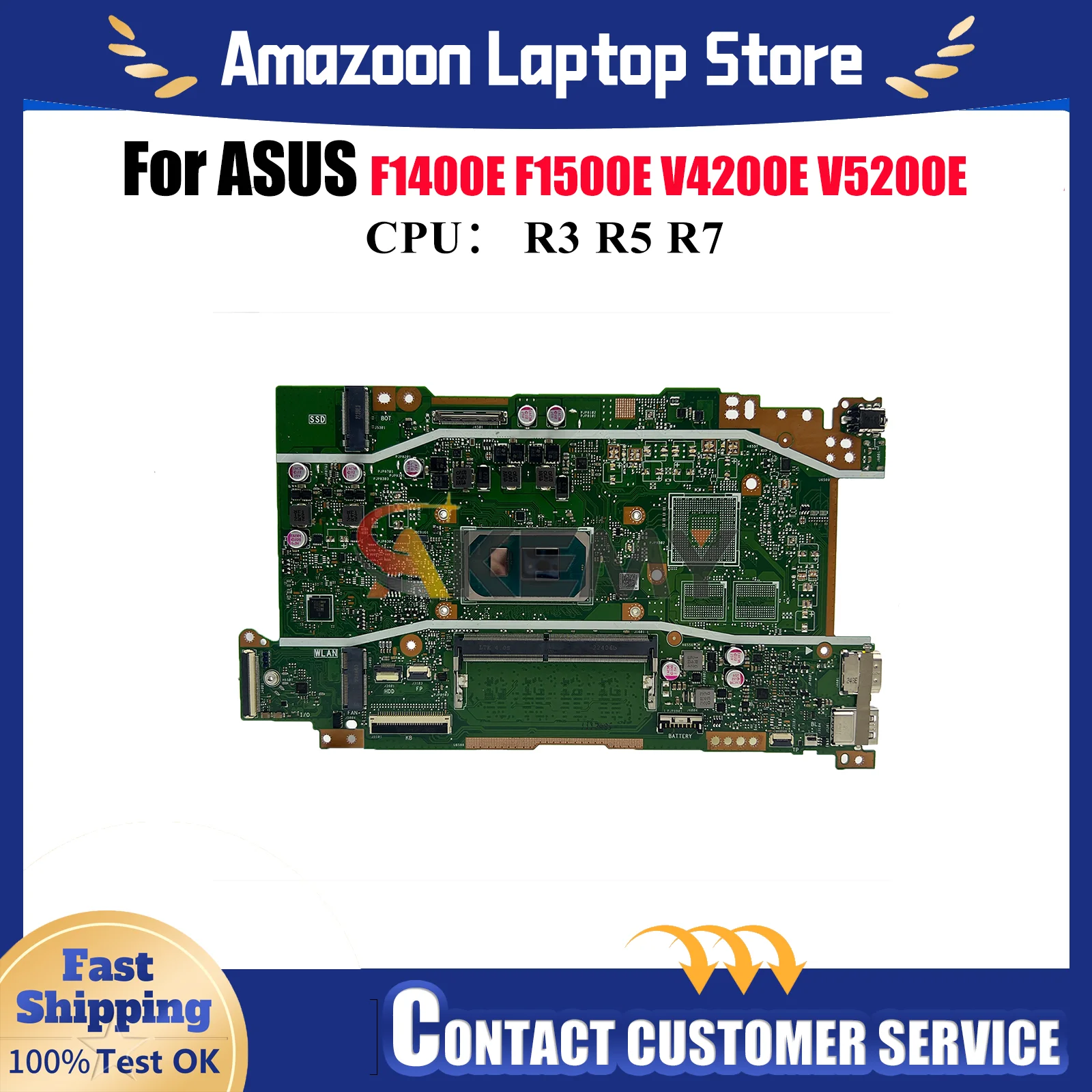 

X515EA Laptop Motherboard For ASUS VivoBook F1400E V5200E X515E V4200E X515EA X515EQ F1500E X515EP Mainboard With R3 R5 R7 CPU