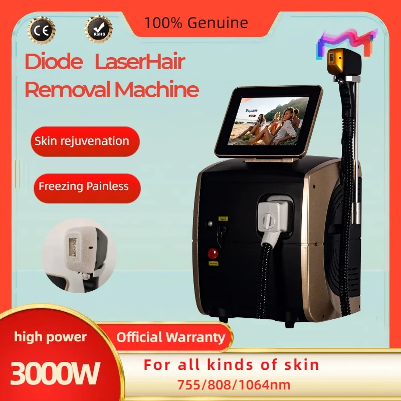 Professional 3000W High Power 755nm 808nm 1064nm Diode Laser Hair Removal Machine Ice Titanium Painless Epilator For Salon