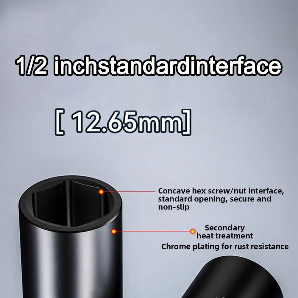 9PCS For Sae For Impact Socket Set 1/4-3/4 Inch Color Coded Chrome Steel With Mounting Buckle For Auto Repair Hand Tool Kit