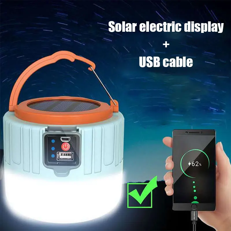 المحمولة الشمسية LED التخييم فانوس ، سطوع عالية ، USB قابلة للشحن ، لمبة لانقطاع الطاقة ، والمشي ، وصيد الأسماك