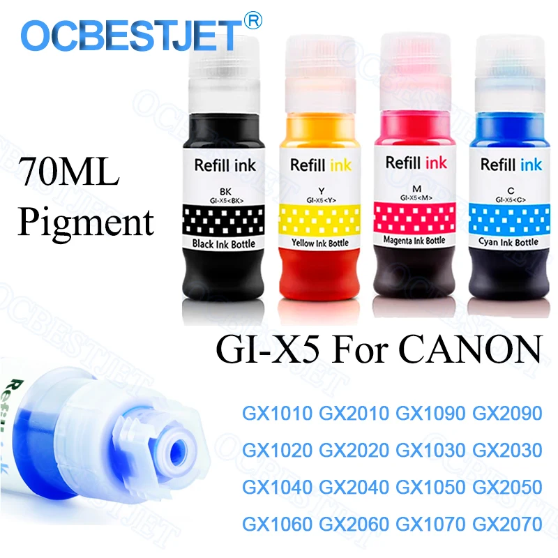 1Set/4pcs 70ml GI-X5 GI 15 25 35 45 55 75 For Canon MAXIFY GX1020 GX2020 GX1030 GX1040 GX1050 GX1060 GX1090 GX1070 Printer