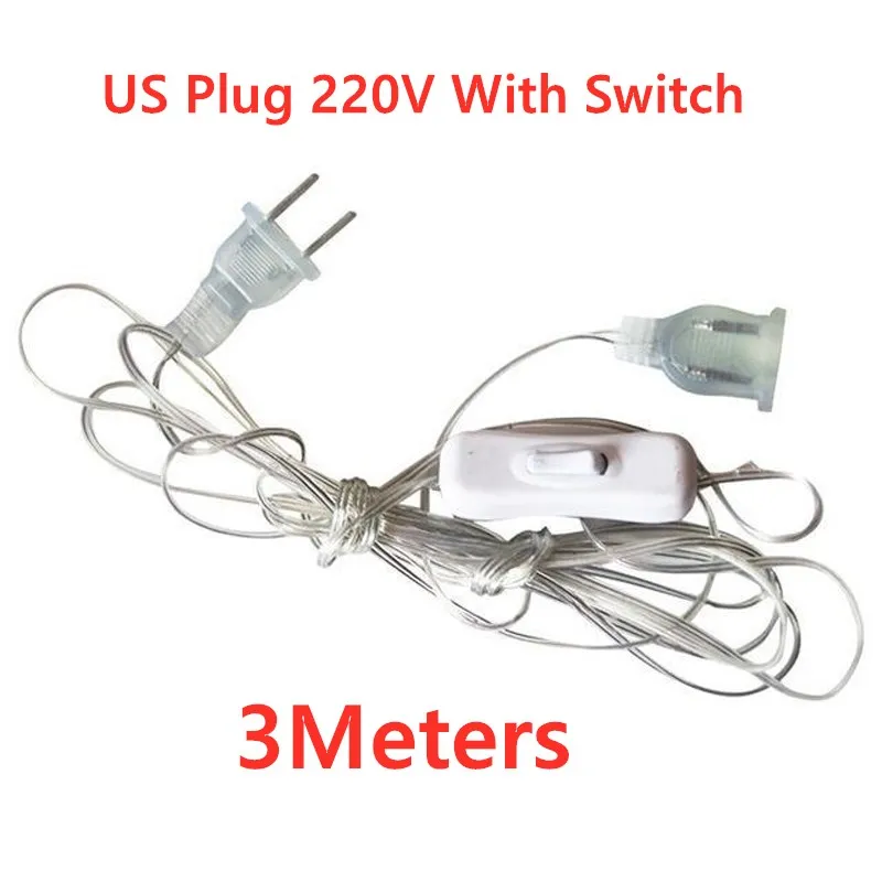 3M 5M Power Cable 220V EU US Plug Led String Extension Standard Power Extension Cord For Home Holiday String Light Christmas