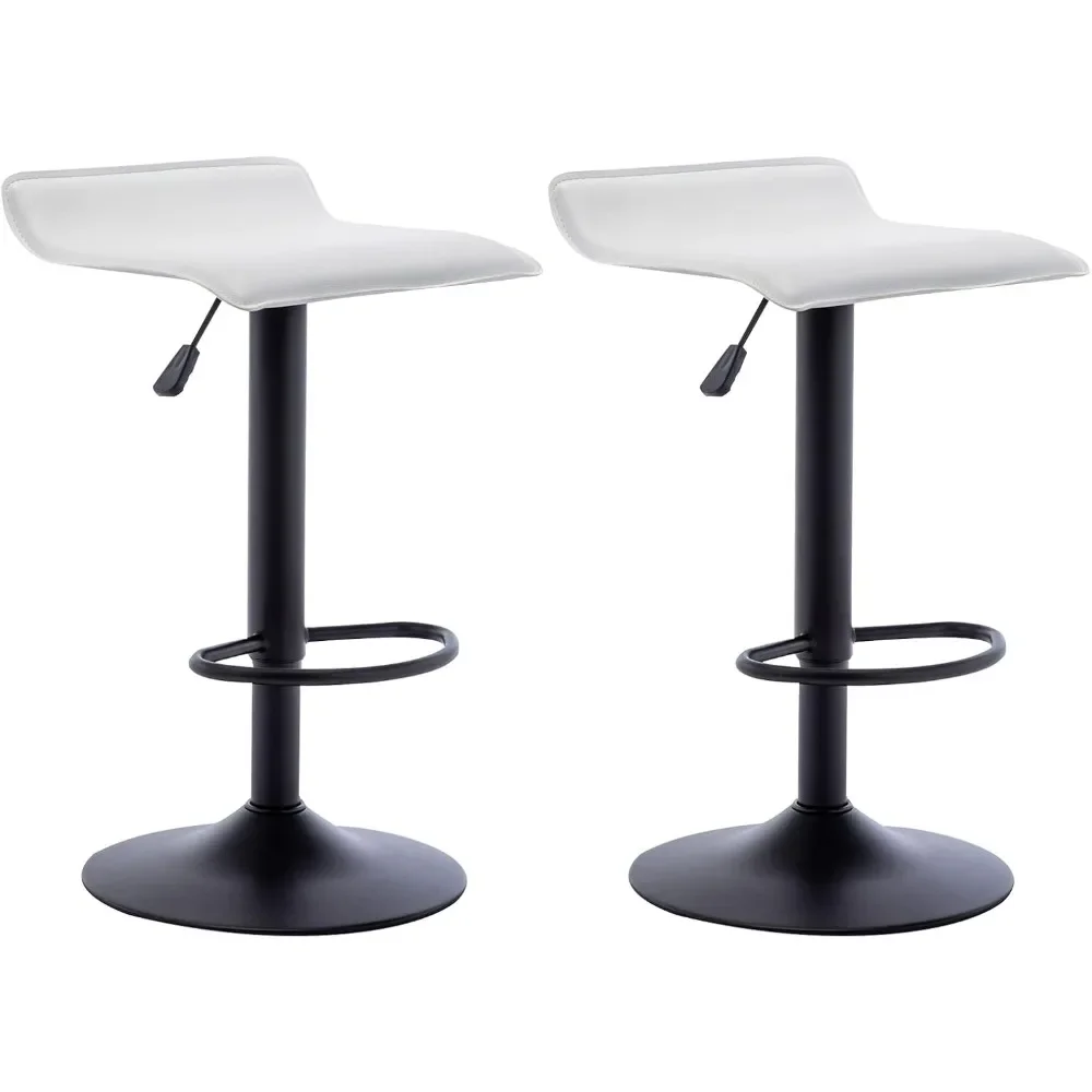 

Adjustable Bar Stools Set of 2, Modern Swivel PU Leather Airlift Barstools, Backless Kitchen Counter Height Bar Chair