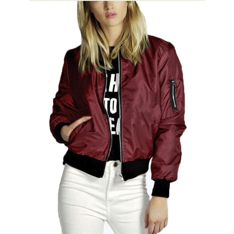 

BWQ Autumn New Short Jackets for Women Vintage High Street O-neck Bomber Jacket Female Fashion Zipper Long Sleeve Coat Woman