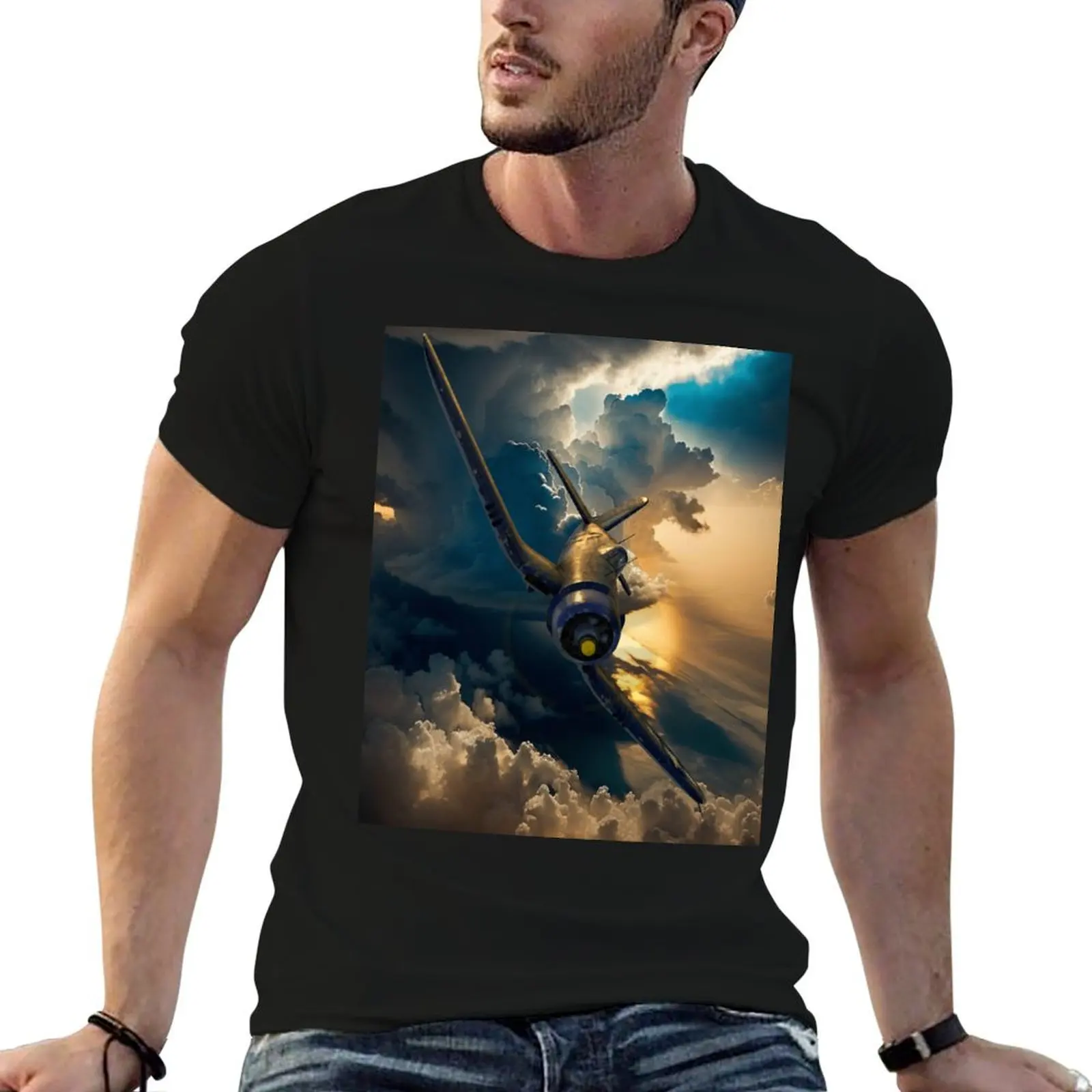 

in custom F4U the luxury t t SunSet Aircraft brand men cotton shirt shirt 100% print Corsair T-Shirt Art