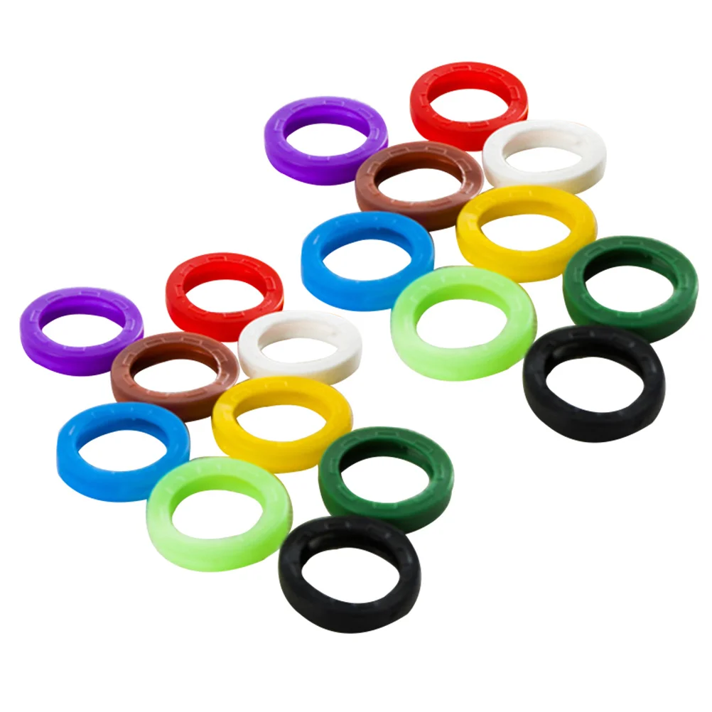 

60Pcs Multicolor Key Rings Plastic Stretchable Key Caps for Water Resistant Protection Color Coding Identification Sleeve Tags