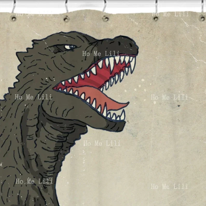 Monster Traditional Art Great Wave Japanese Shower Curtain