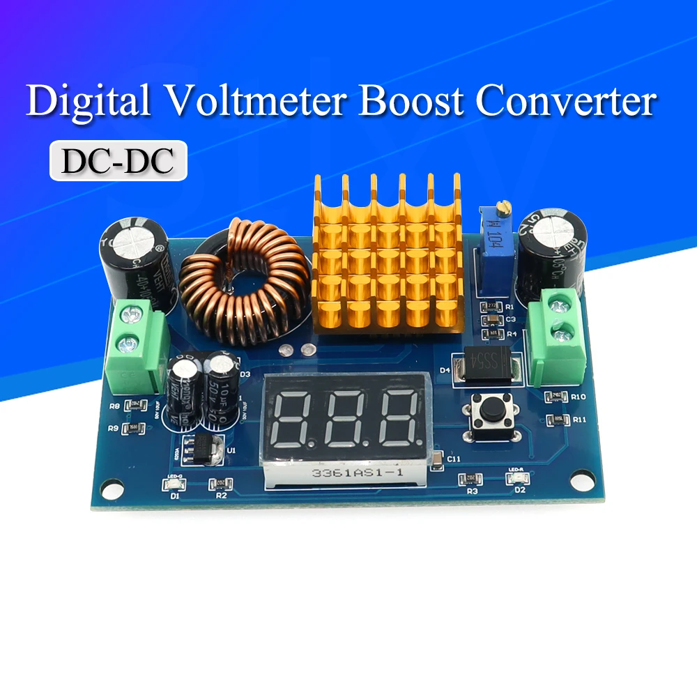 DC-DC Step Up Module DC 3V-35V to DC 5V-45V Boost Module Digital Voltmeter Boost Converter Board 5A Power Adjustable XH-M411