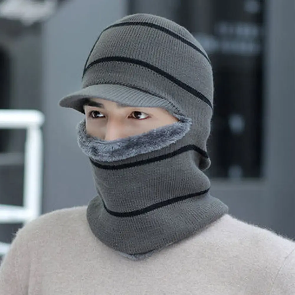 겨울용 보온 비니 모자 스카프 부드러운 플리스 니트 모자 방풍 따뜻한 목도리 모자 야외용