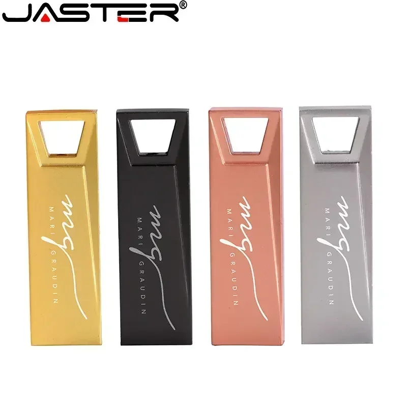 Unidades Flash USB de Metal JASTER, 128GB, logotipo personalizado gratuito, unidad de bolígrafo negra de 64GB con caja de cartón, memoria, disco U