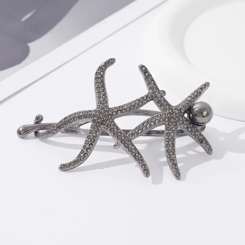 1 buah cahaya bintang laut berlian penuh klip putar mewah bagian belakang kepala rambut melingkar kartu rambut rasa tinggi gesper kodok rambut