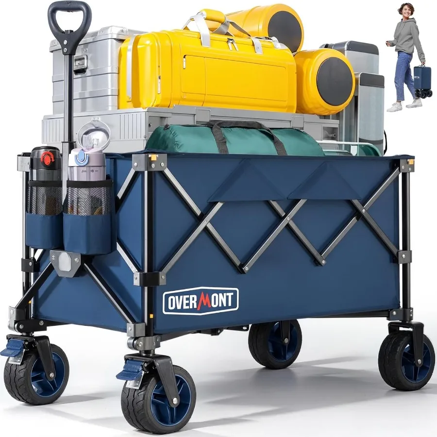 Chariot pliable ultracomact avec capacité de 200 L et roues tout-Terrain pour un usage extérieur portable Idéal pour les voyages à la plage Gro