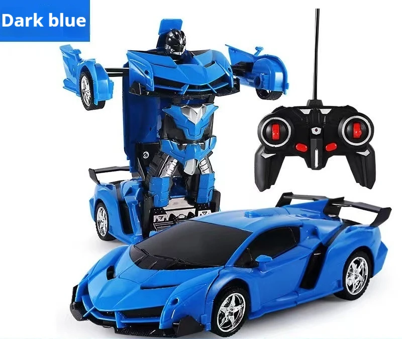 New One Button Remote Control Deformation Car Rc Rechargeable Racing Car Model Police Car Children Sports Car Boy Toy Car Gifts