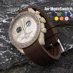 Curved End Silicone Strap for Swatch for Omega MoonSwatch Sport Diving TPU Rubber Watchband for Rolex Water Ghost Bracelet 20mm