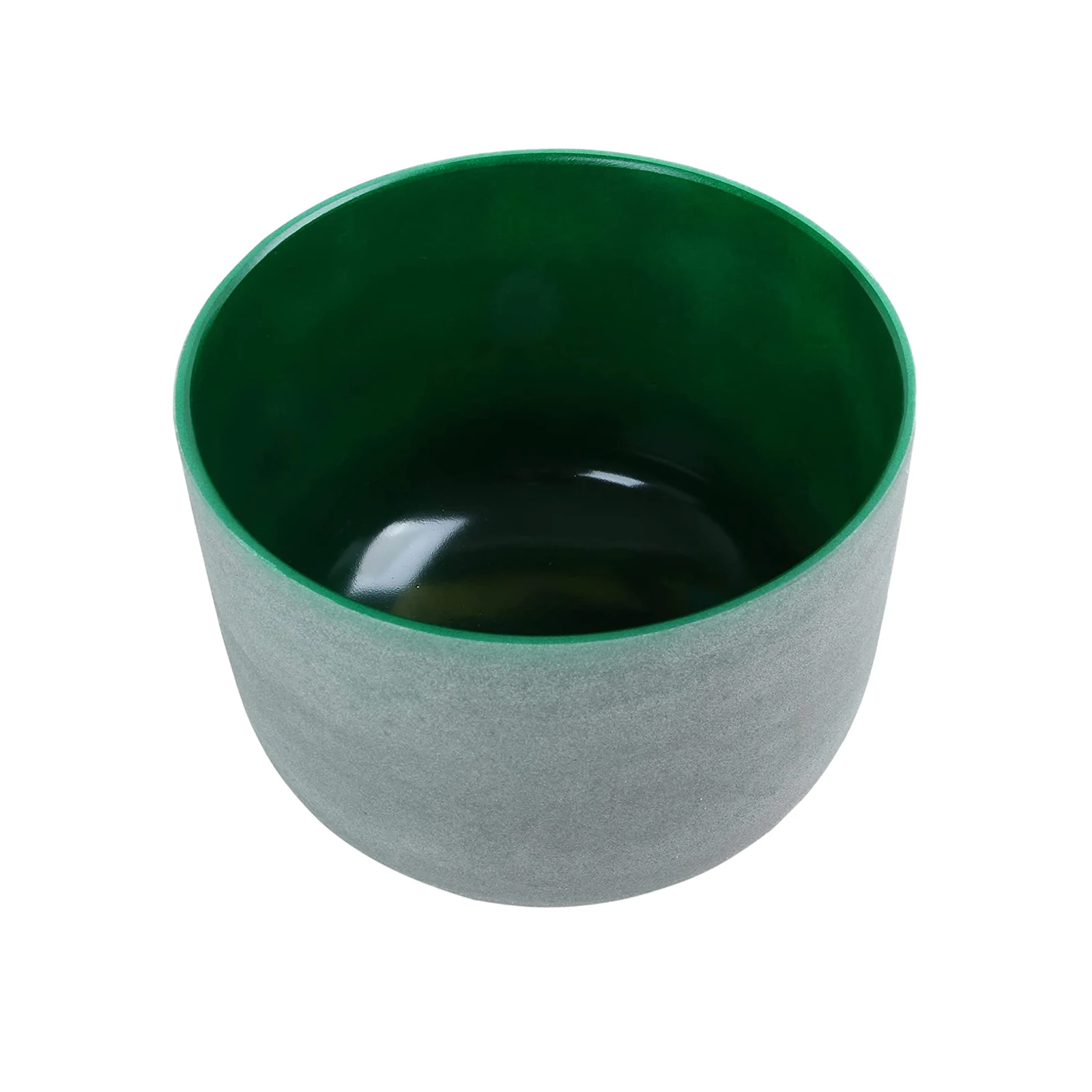 Hye-eun 11inch F Note Heart Chakra Green Color Crystal Singing Bowl with Suede Stick and O-Ring Included for Energy Blance