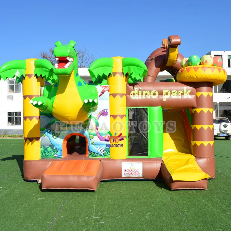 ปราสาทกระโดดสวนไดโนพองยอดนิยมปราสาท Bouncy Bouncer Slide Combo เกมกลางแจ้งสําหรับเด็ก