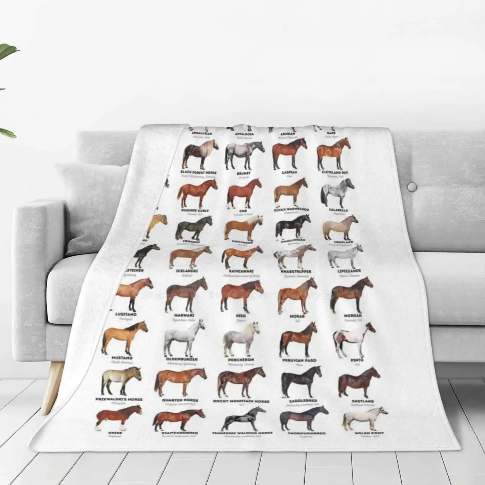 Horse Breeds Of The World Four Seasons Comfortable Warm Soft Throw Blanket Horses Horse Breeds Of The World Animals Rodeo Wild