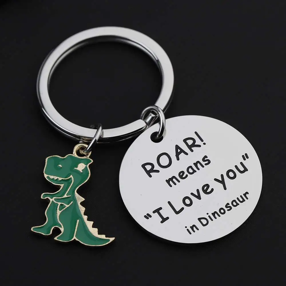 Minimalist New ROAR Means I Love You In Dinosaur Stainless Steel Couple Keychain Gift Wholesale